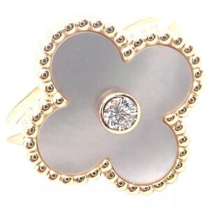 Van Cleef & Arpels Vintage Alhambra 18k Yellow Gold Mother Of Pearl Diamond Ring